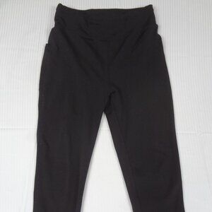 POPFIT STRETCHY LEGGINGS WOMENS CAPRI PANTS BLACK WITH POCKETS SZ LARGE - L453